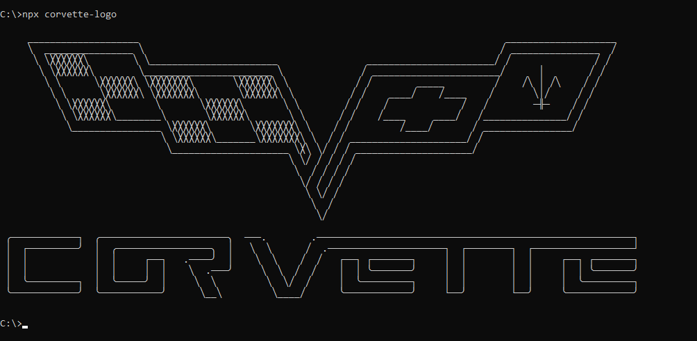 What corvette-logo prints to the console