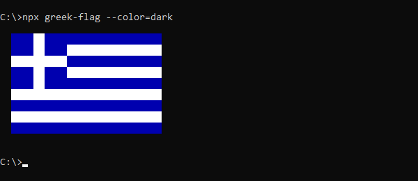 What greek-flag prints to the console