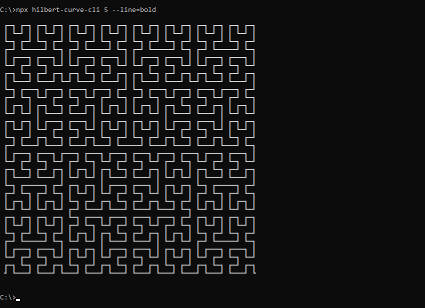 What hilbert-curve-cli prints to the console