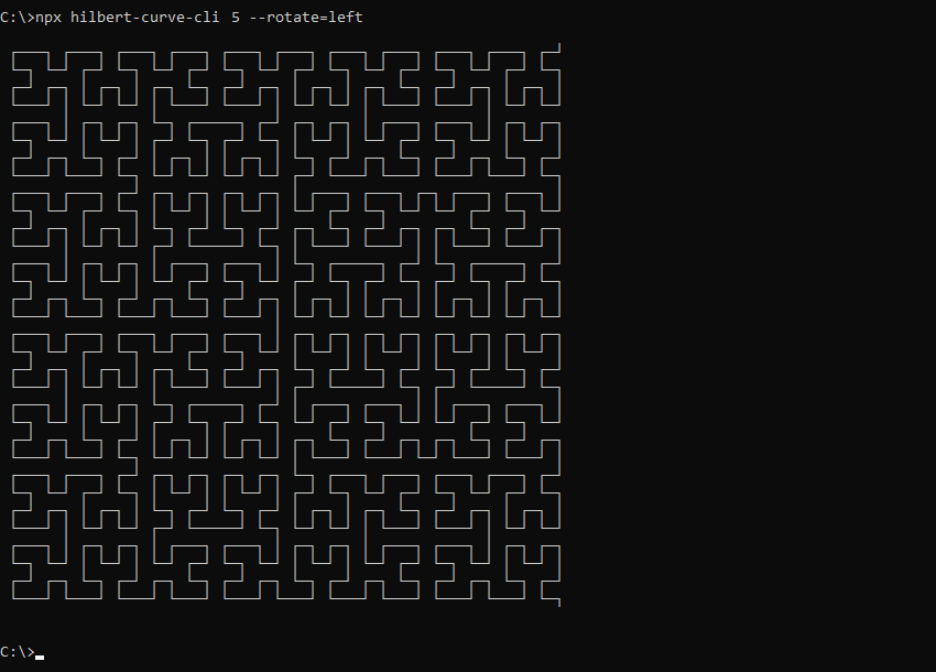What hilbert-curve-cli prints to the console