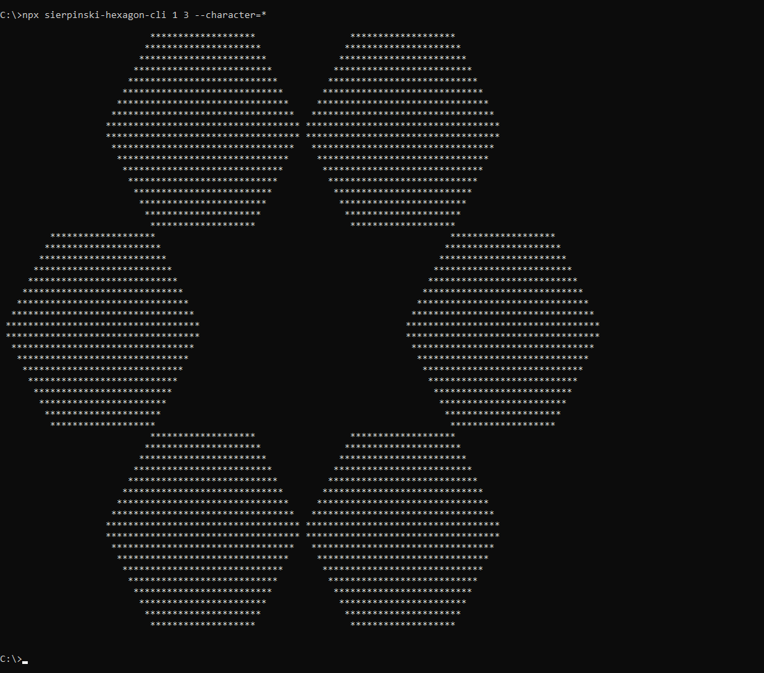 What sierpinski-hexagon-cli prints to the console