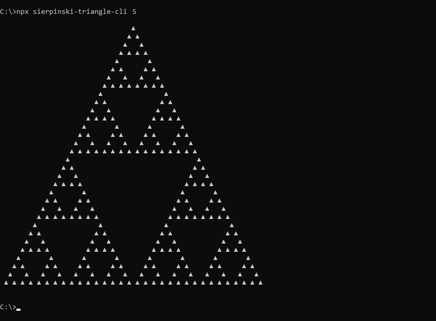 What sierpinski-triangle-cli prints to the console