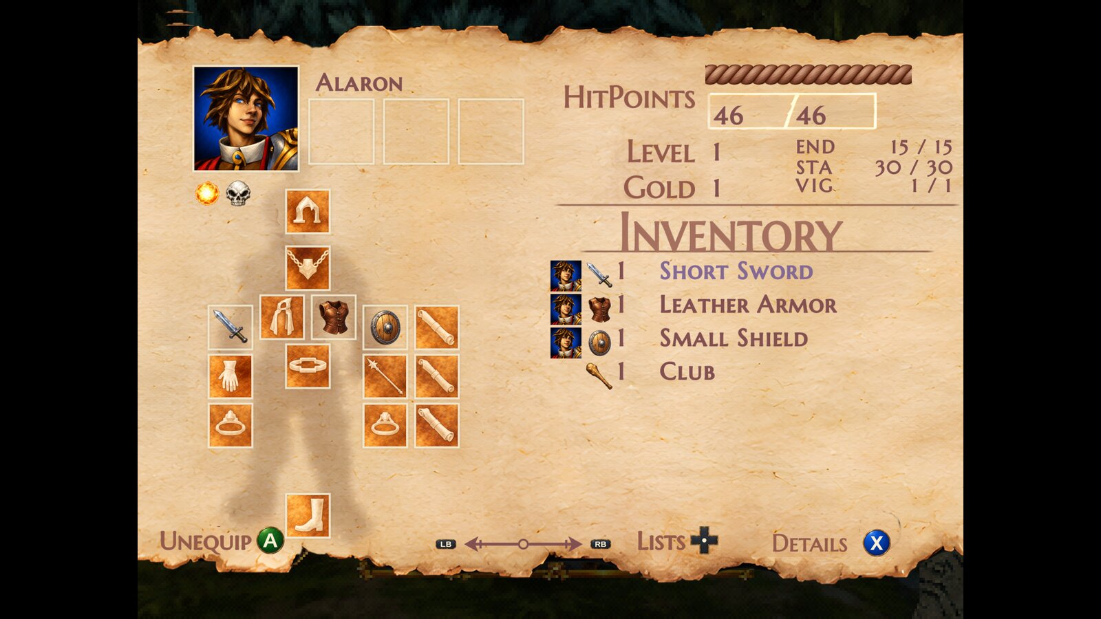 The inventory page