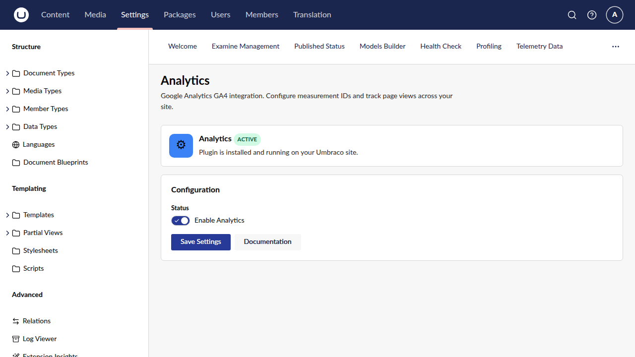 Analytics dashboard