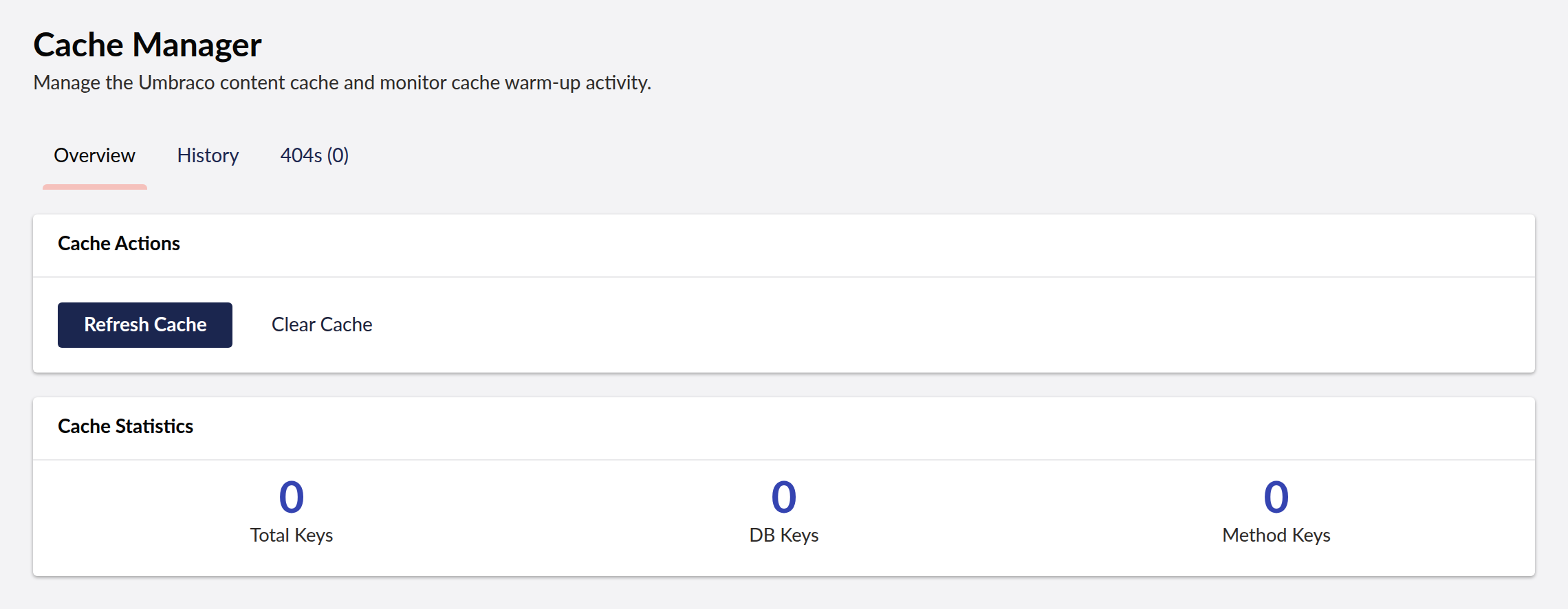 CacheManager dashboard