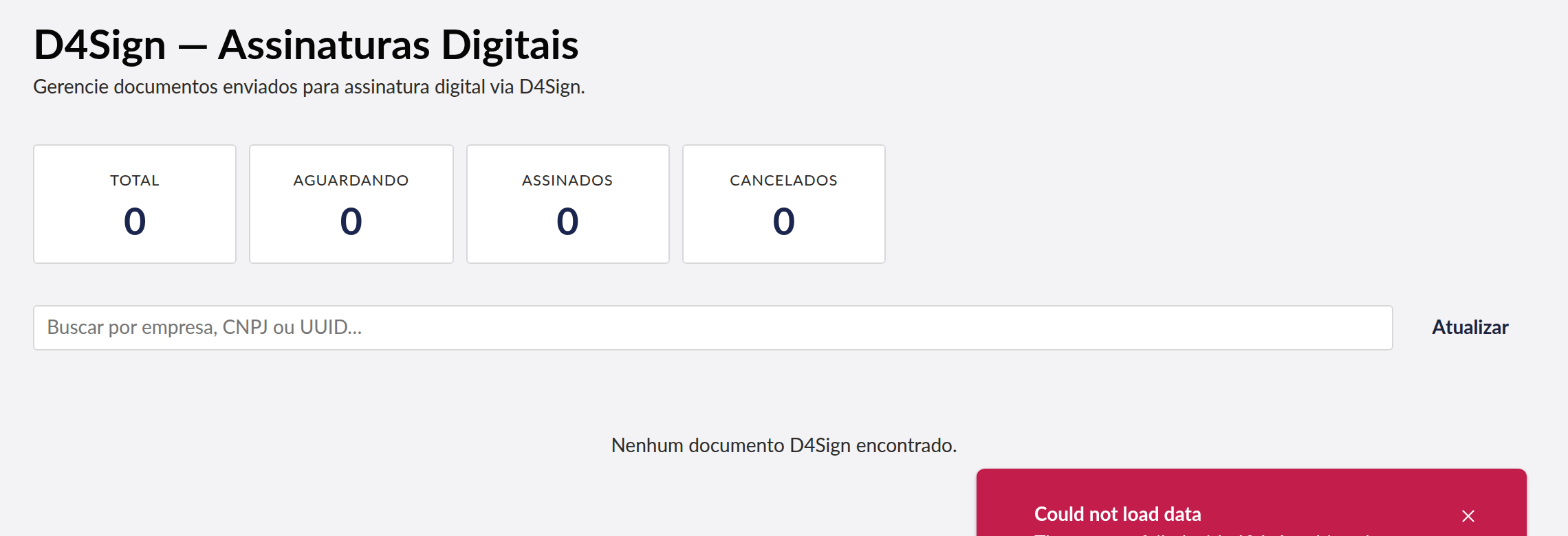 D4Sign dashboard