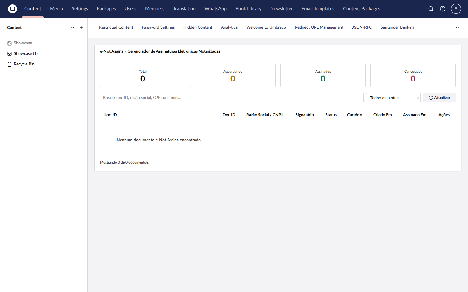 ENotAssina dashboard