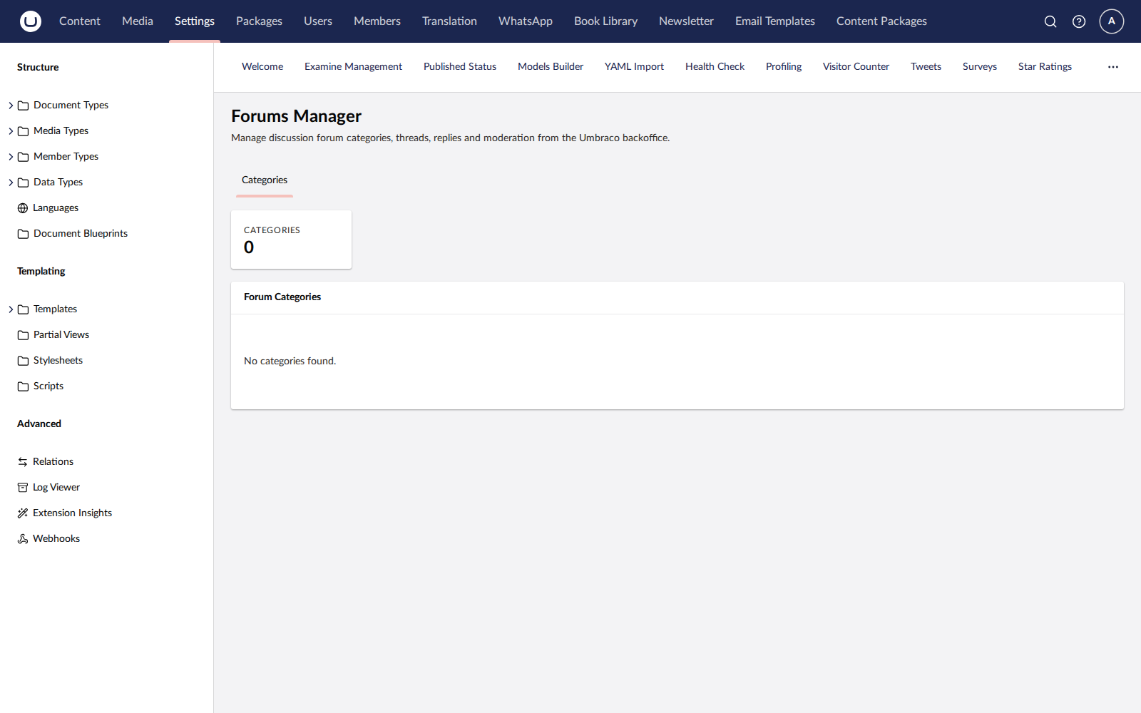 Forums dashboard