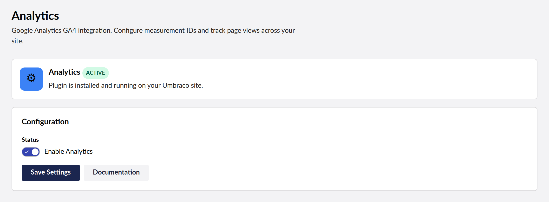 GoogleAnalytics dashboard