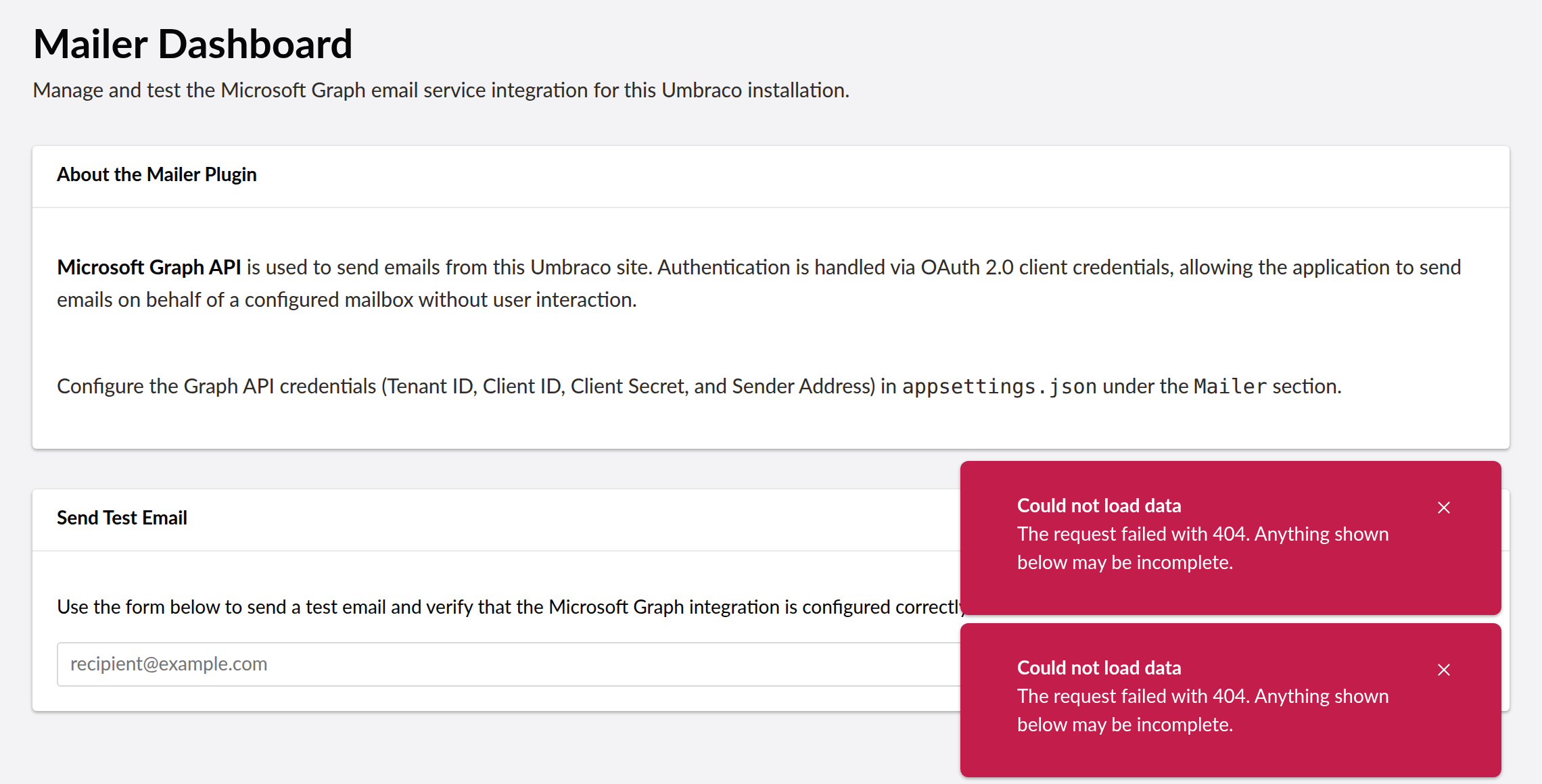Mailer dashboard
