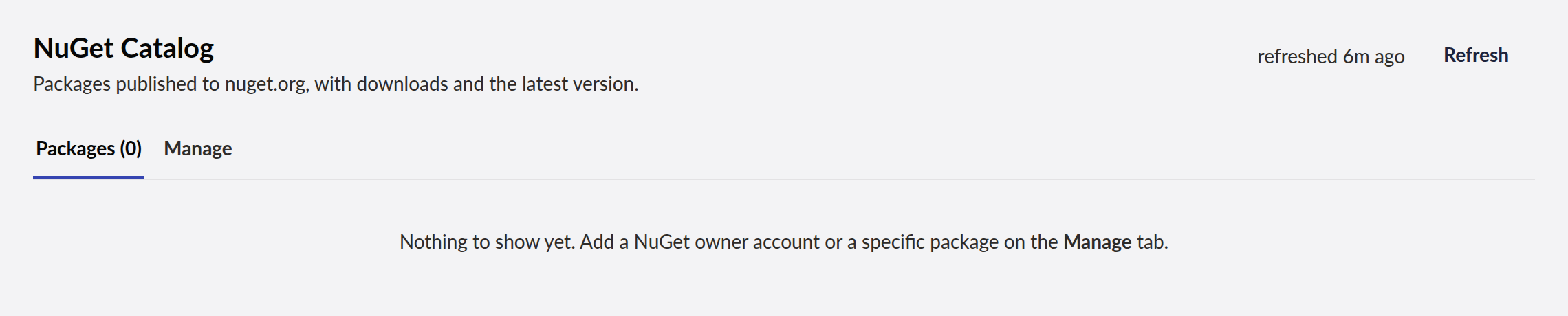 NuGetCatalog dashboard