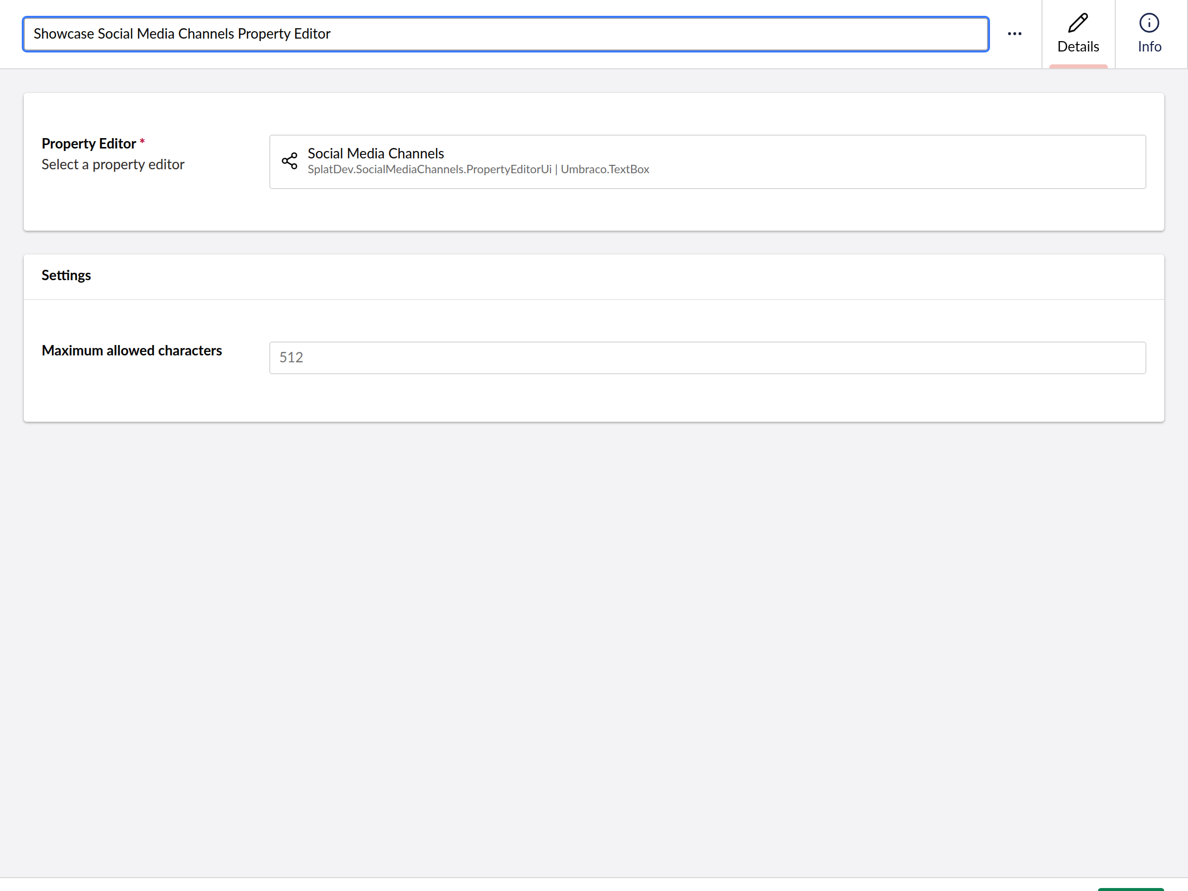 SocialMedia.Channels.PropertyEditor data type