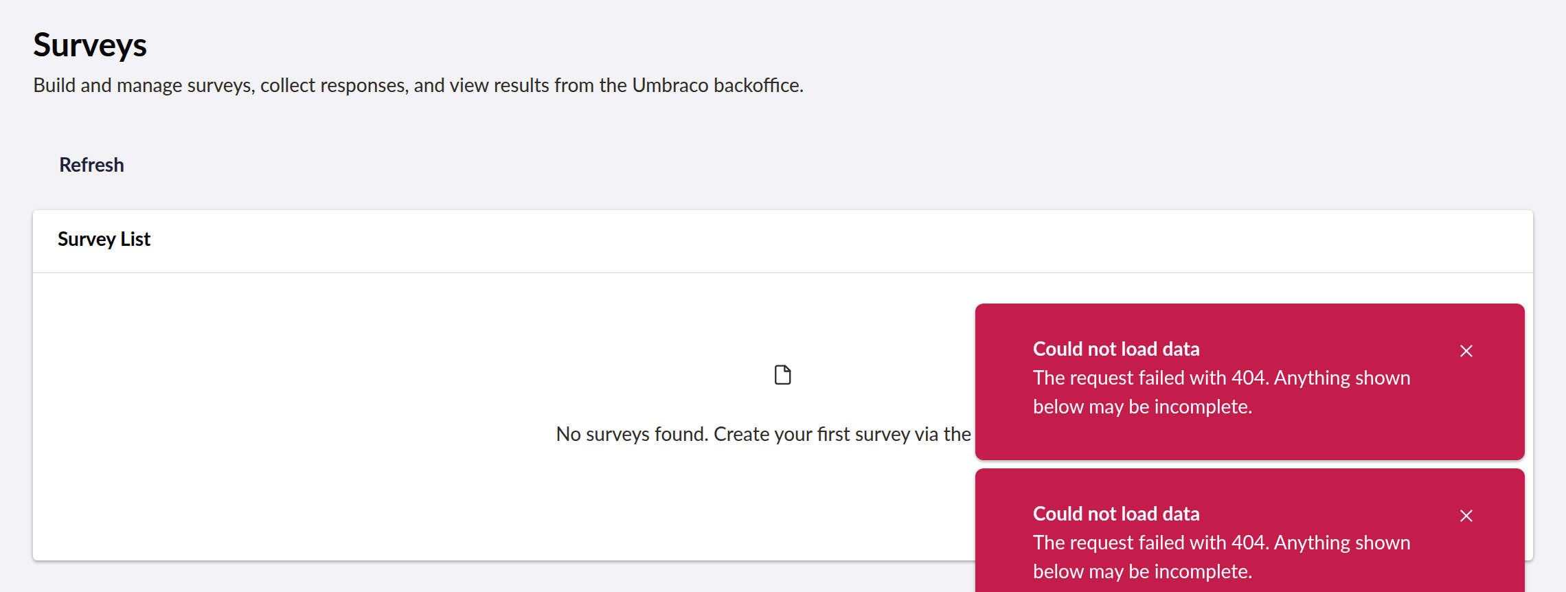 Surveys dashboard