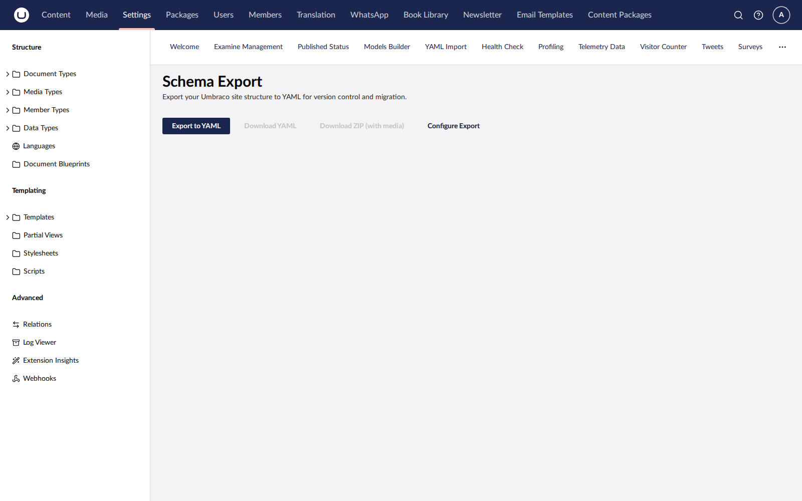 Schema2Yaml dashboard