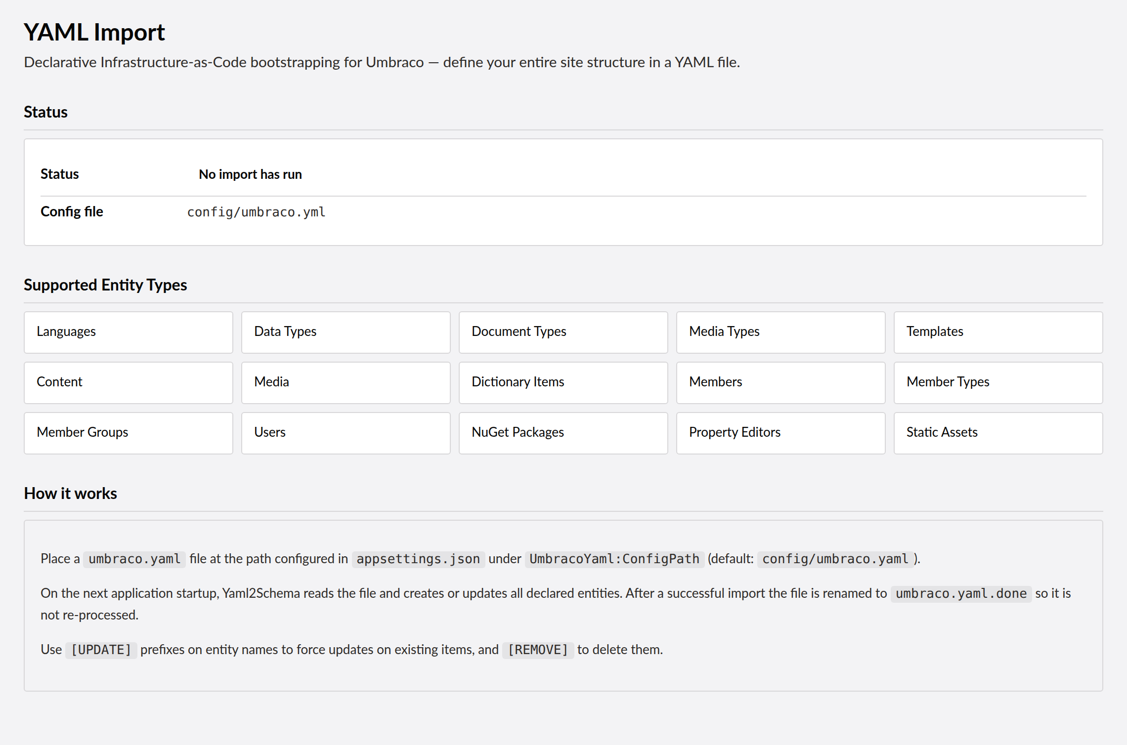 Yaml2Schema dashboard