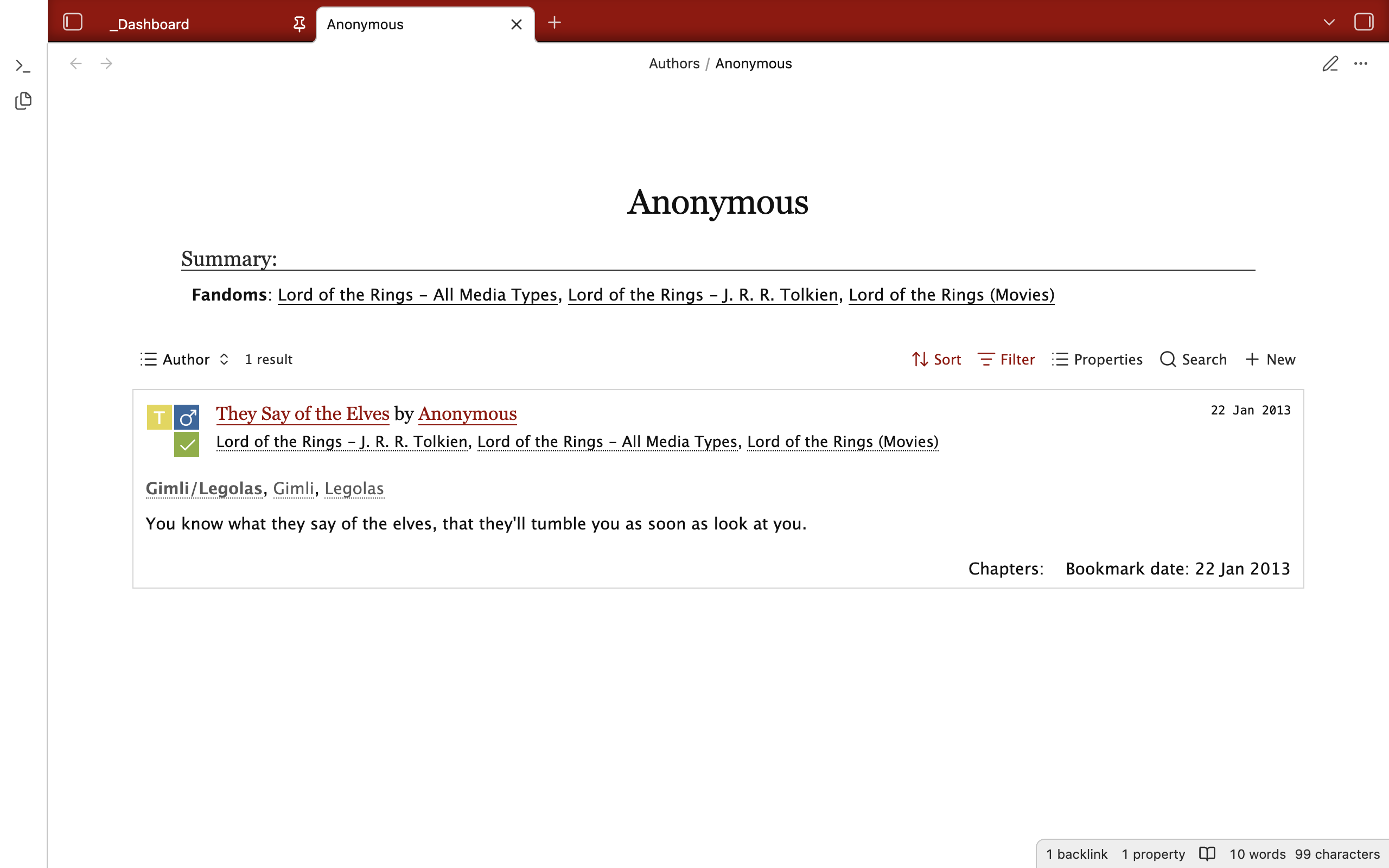 A screenshot of an author page