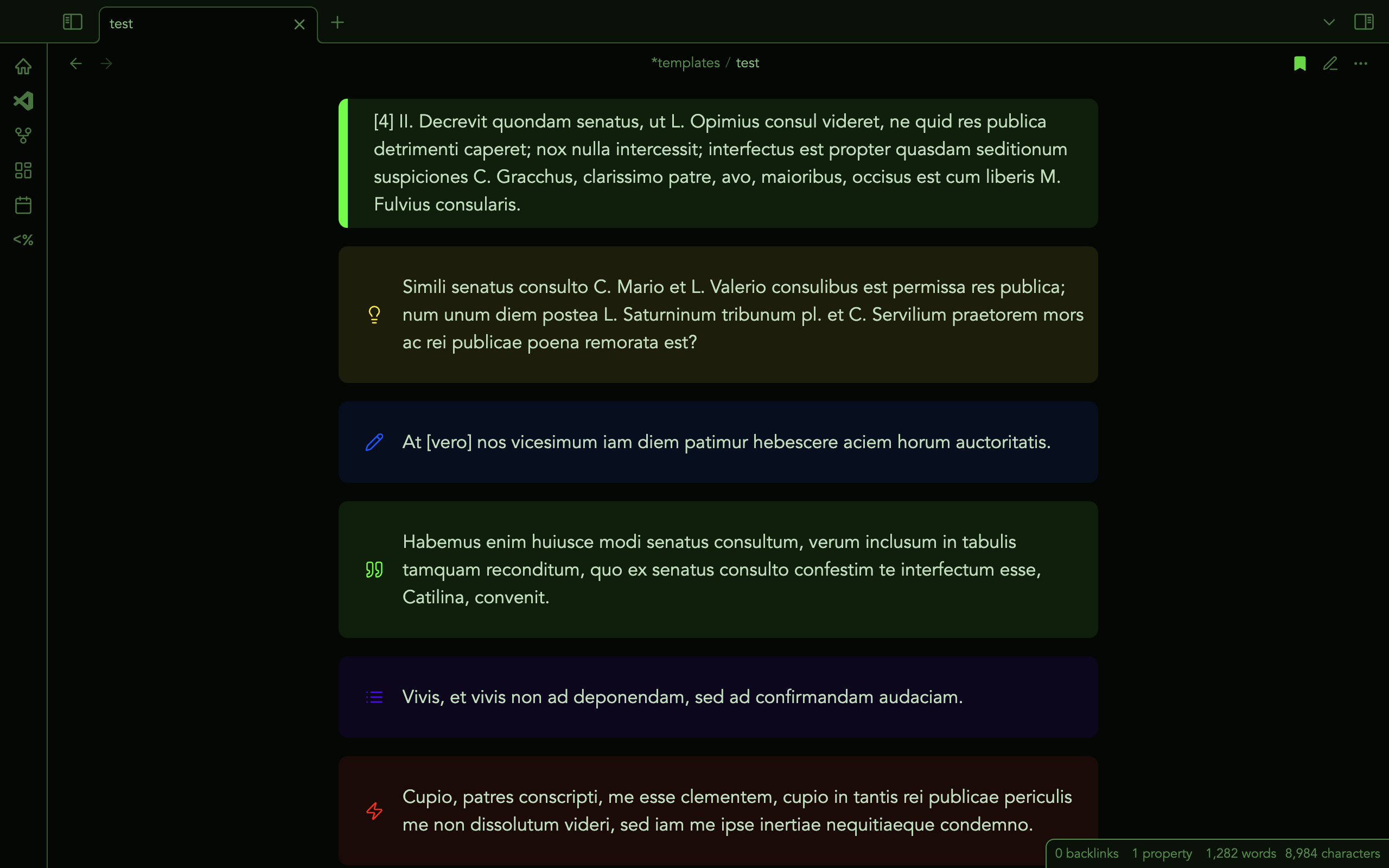 Example setup: dark mode with bright green accent