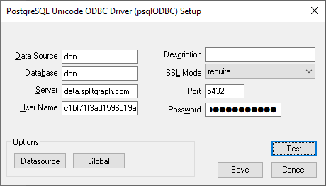 Creating PostgreSQL ODBC data source for Excel and Power Query