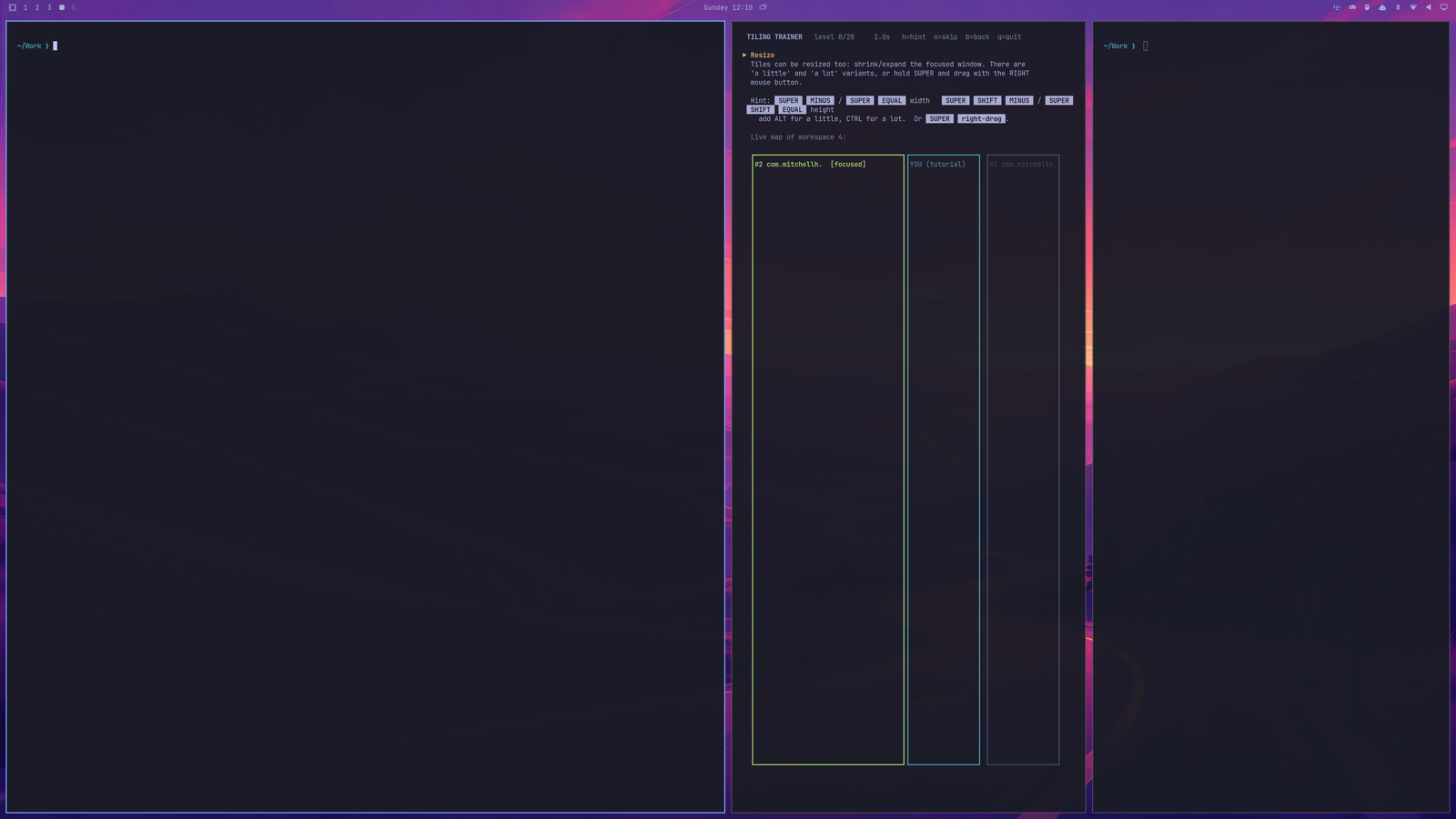 After the swap mission: the game window sits in the middle column and the map shows the same
