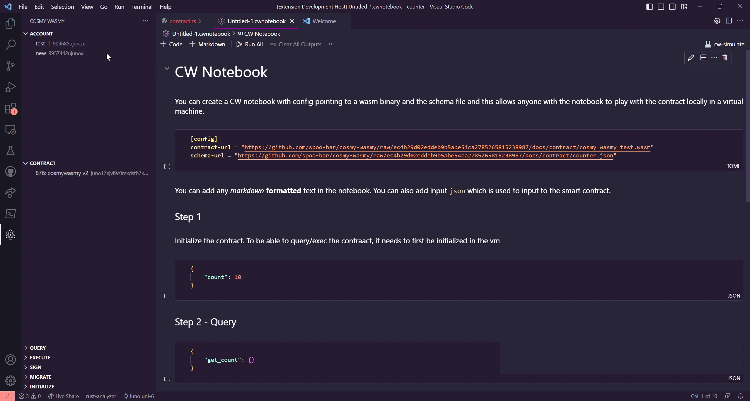 CW Notebook execution