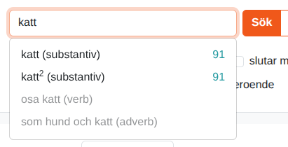 Simple search on lemgram