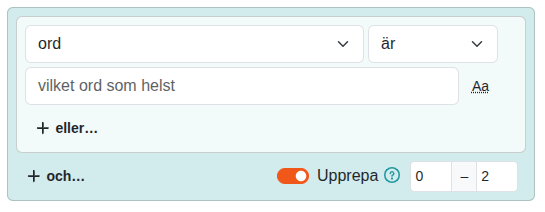 Repeat token in extended search