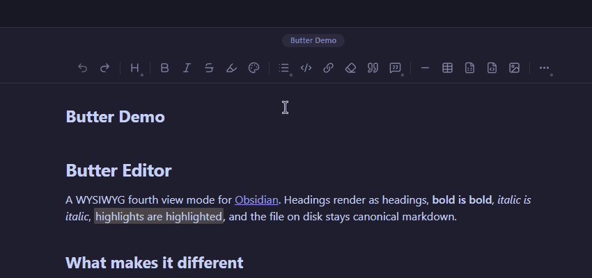 Markdown formatting in Butter