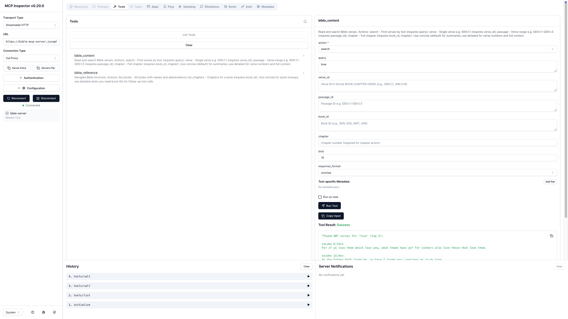 MCP Inspector Testing