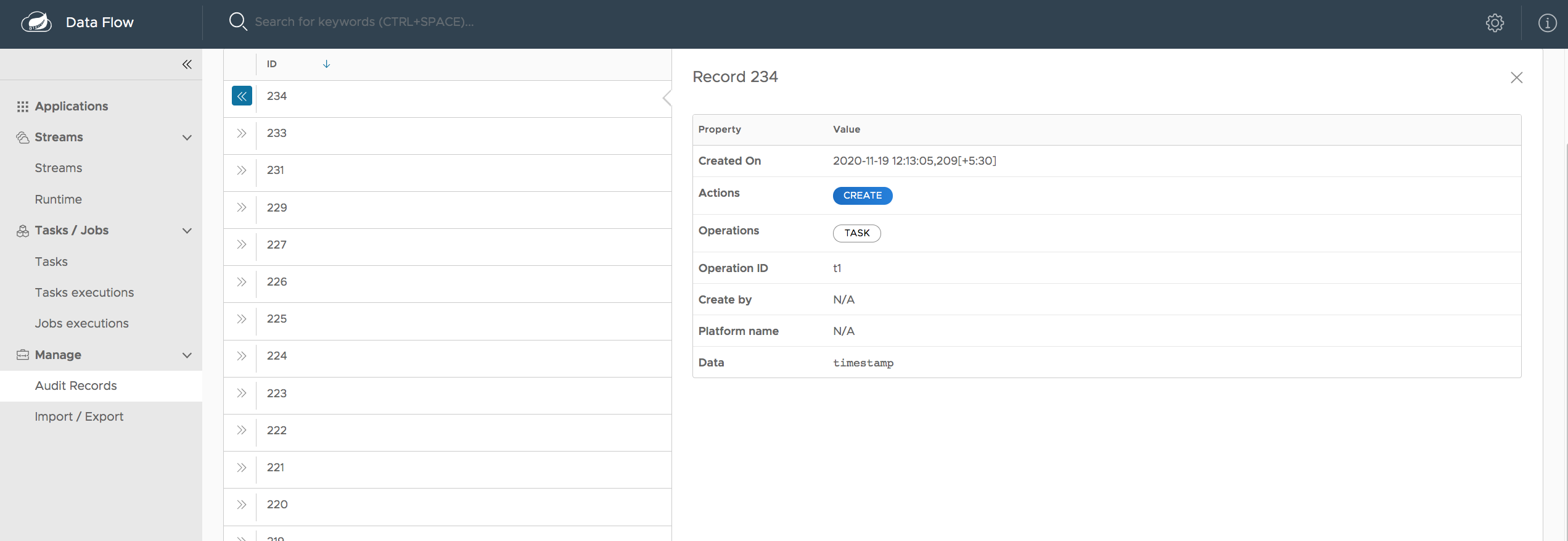 Details of a single audit record