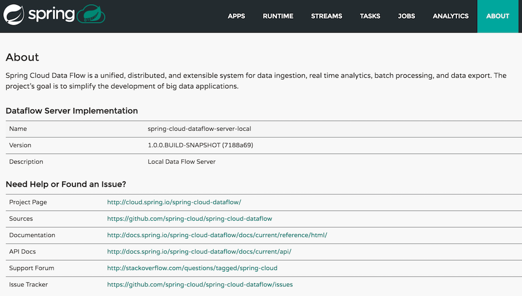 The Spring Cloud Data Flow Dashboard