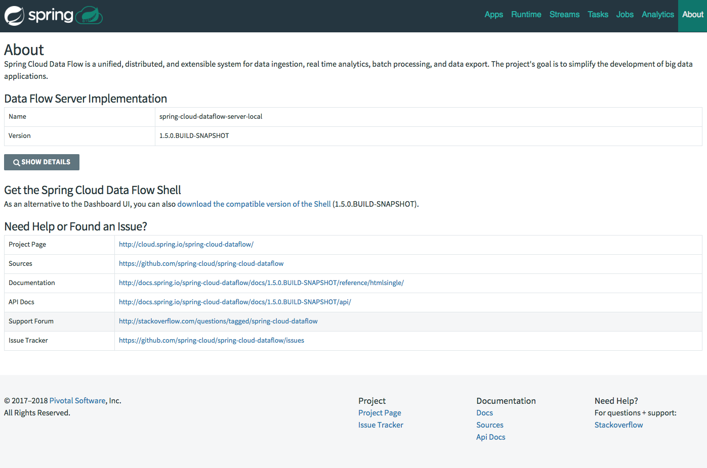 The Spring Cloud Data Flow Dashboard