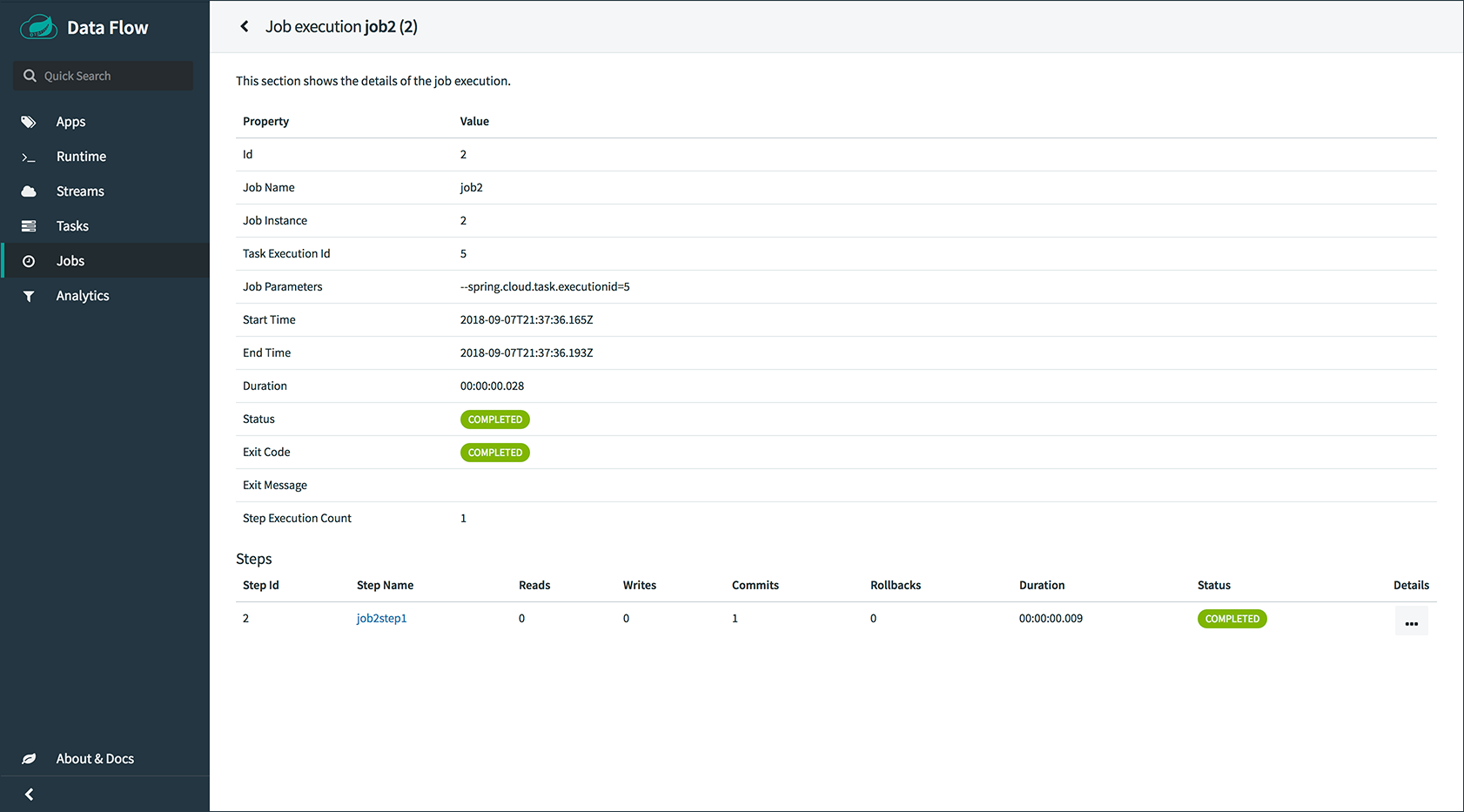 Job Execution Details