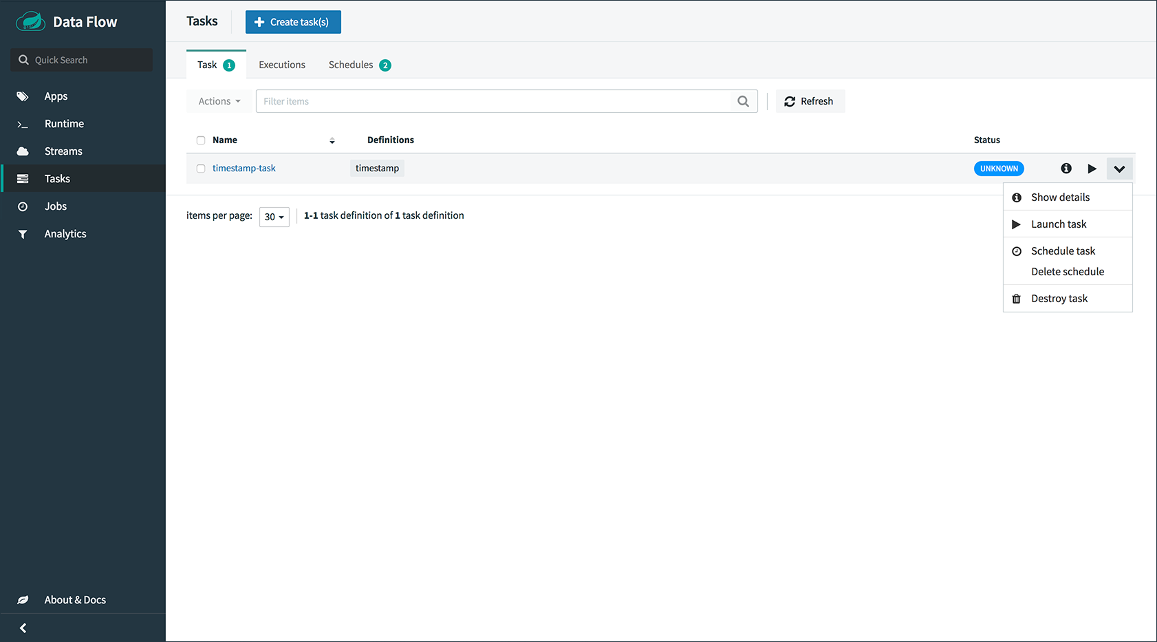 Task Definitions with Schedule Controls