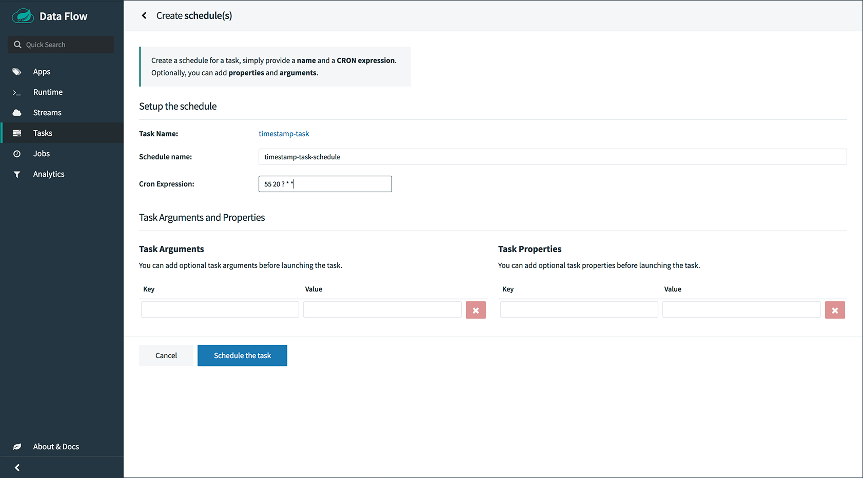 Create Schedule for Task Execution