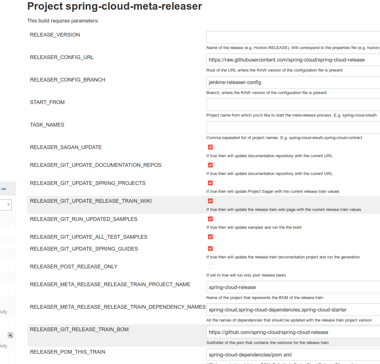 Spring Cloud Meta Releaser view