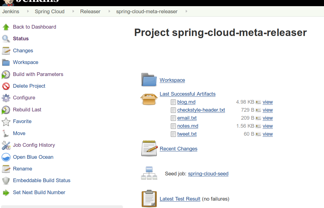 Spring Cloud Meta Releaser - build with parameters