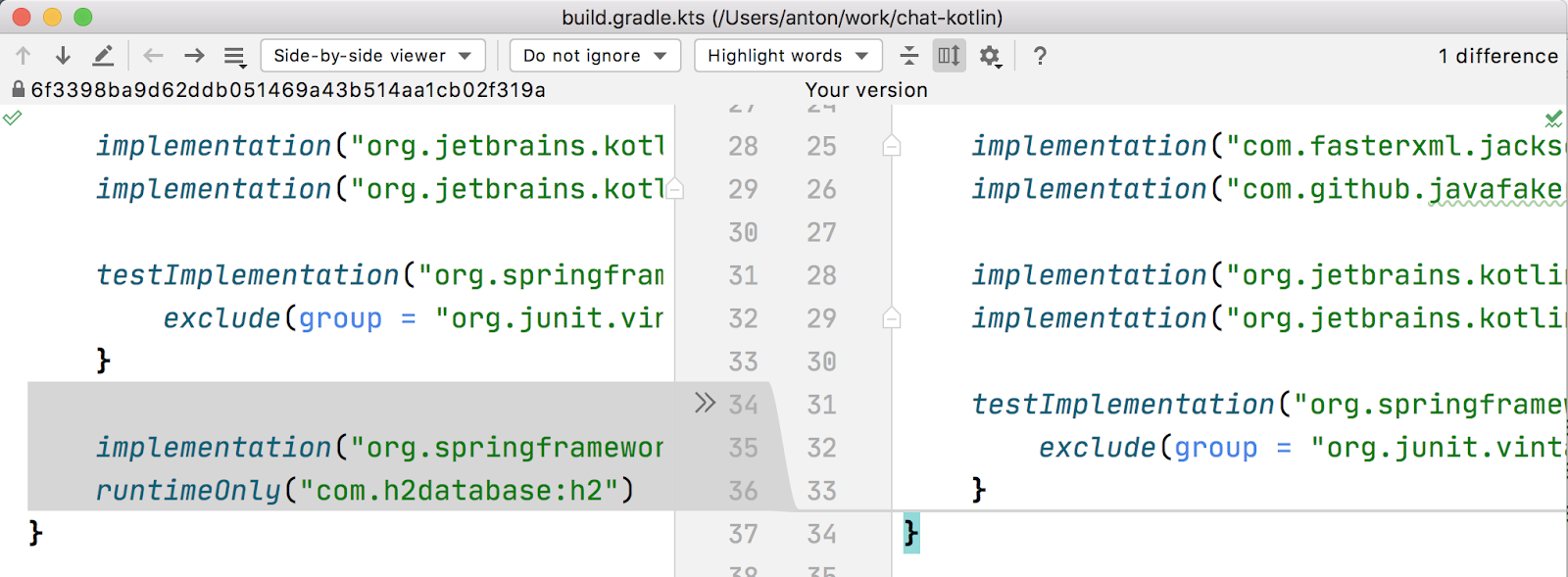 intellij git与分支文件比较