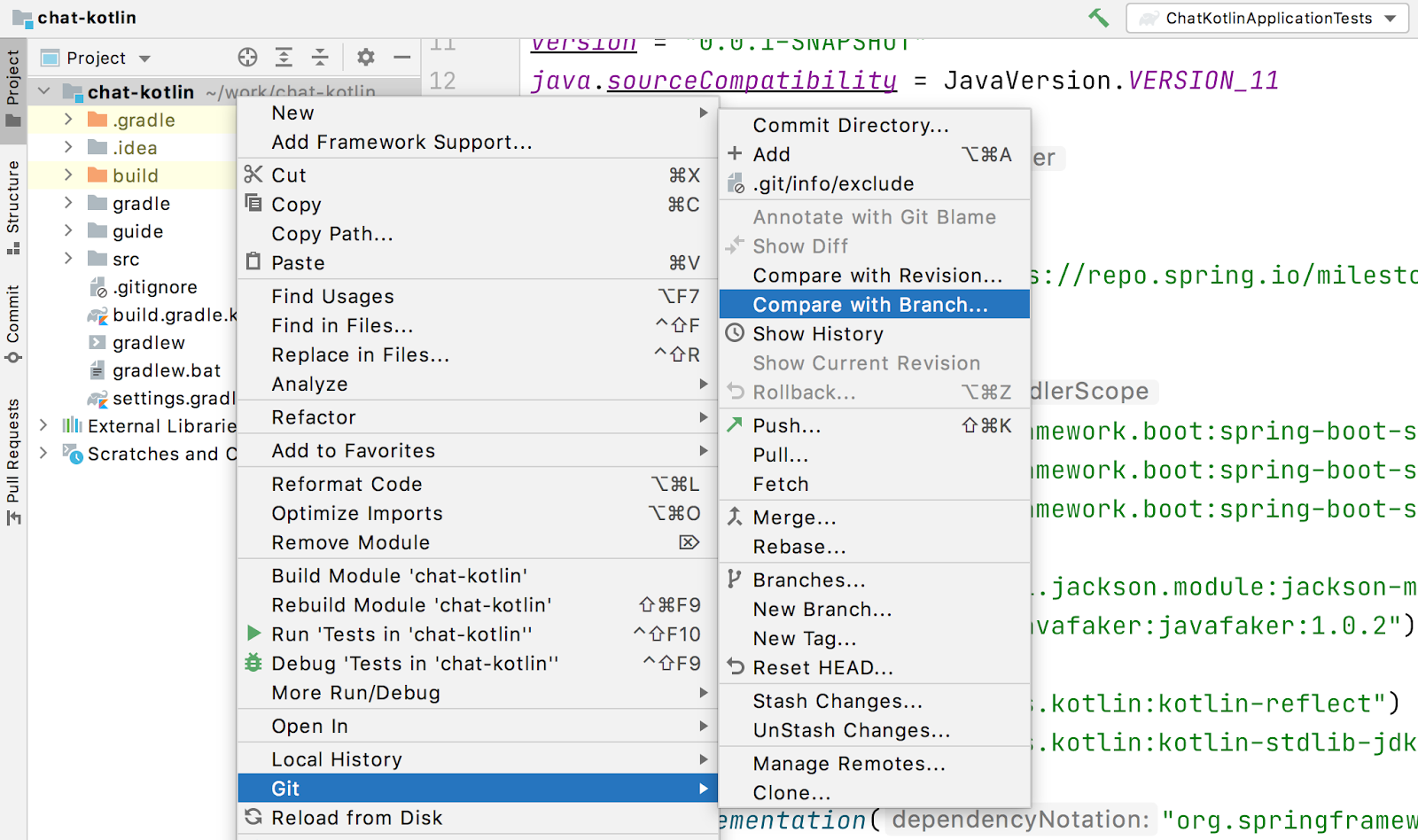 intellij git与分支比较