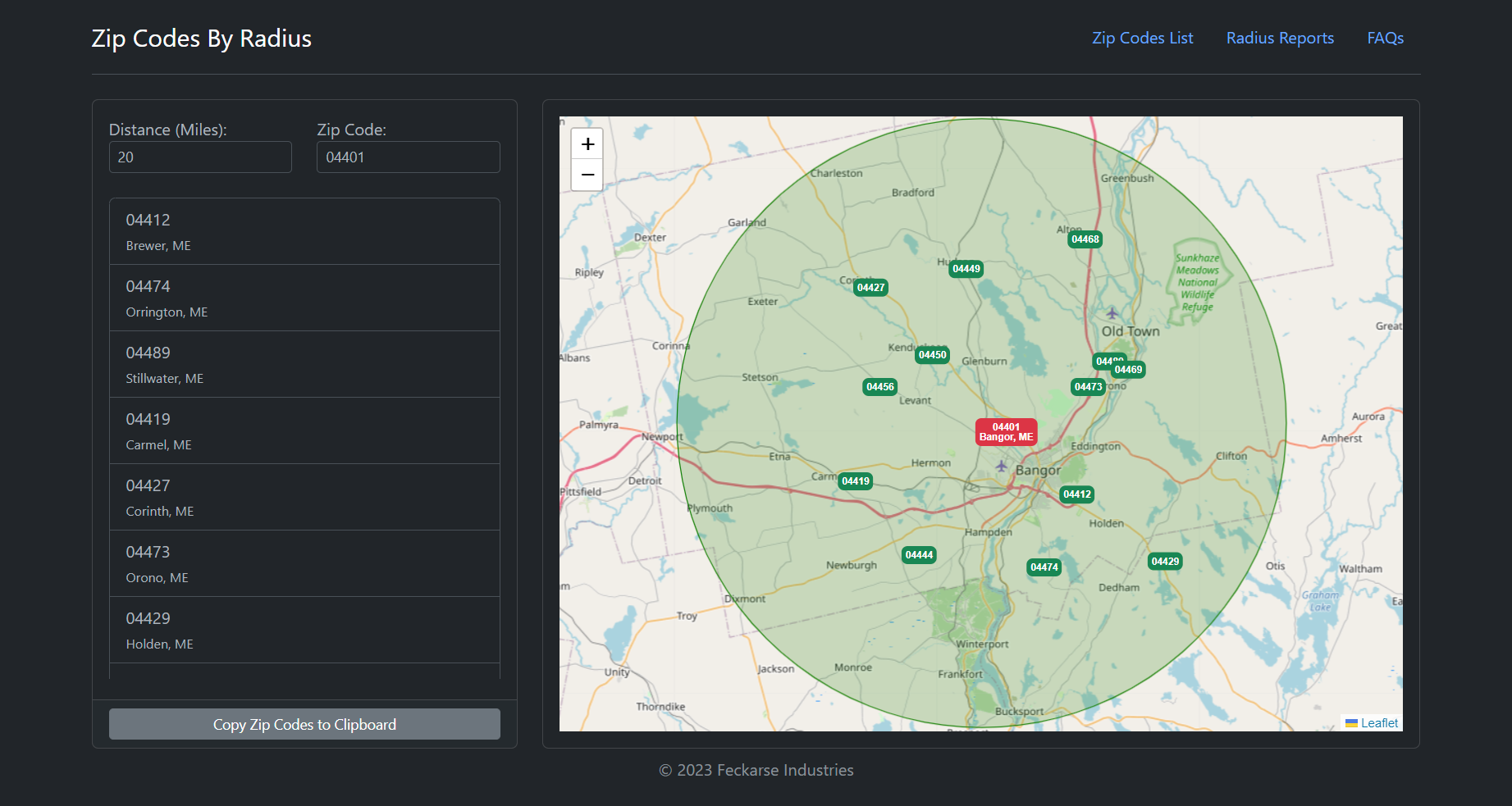 GeoZip: Zip Codes By Radius