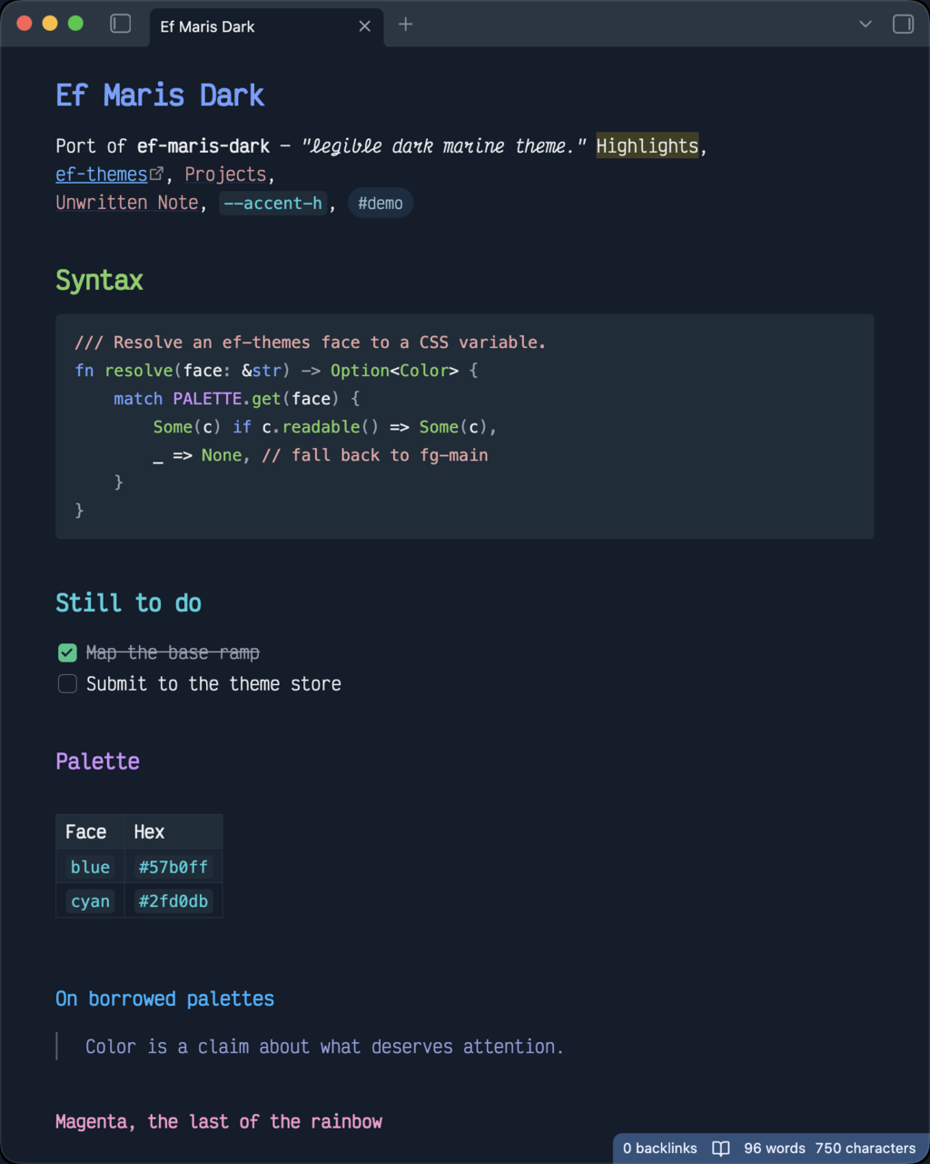 Red Color Codes Css Ef Maris Dark - Obsidian Theme