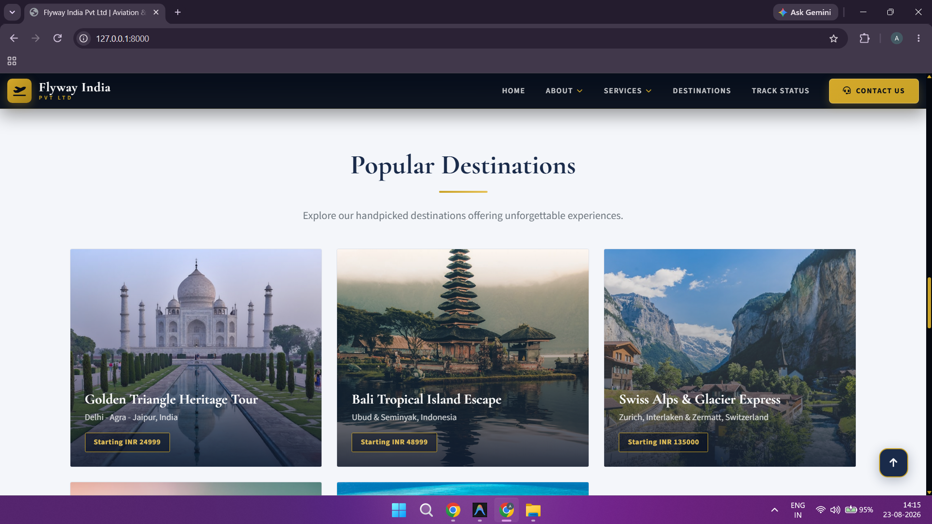 Homepage - Curated Destinations & Fleet Showcase