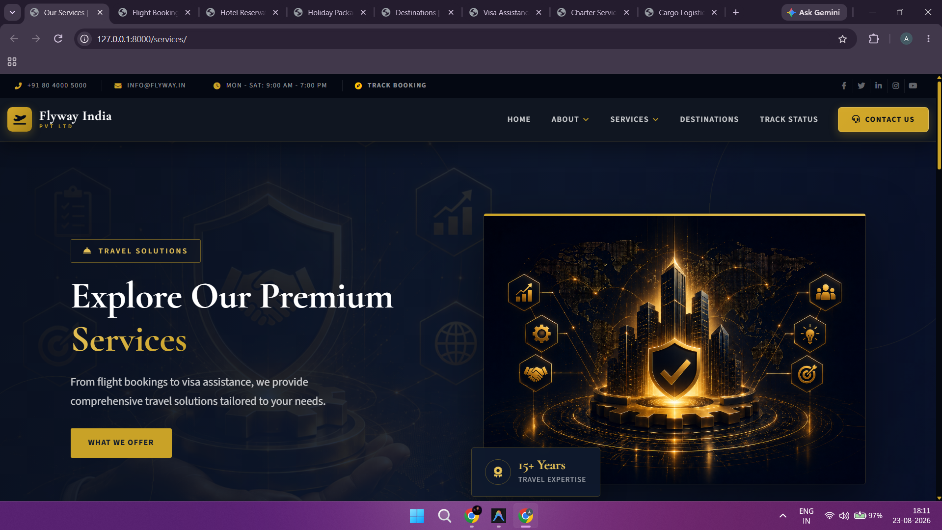 Services Hub - Hero & Service Matrix