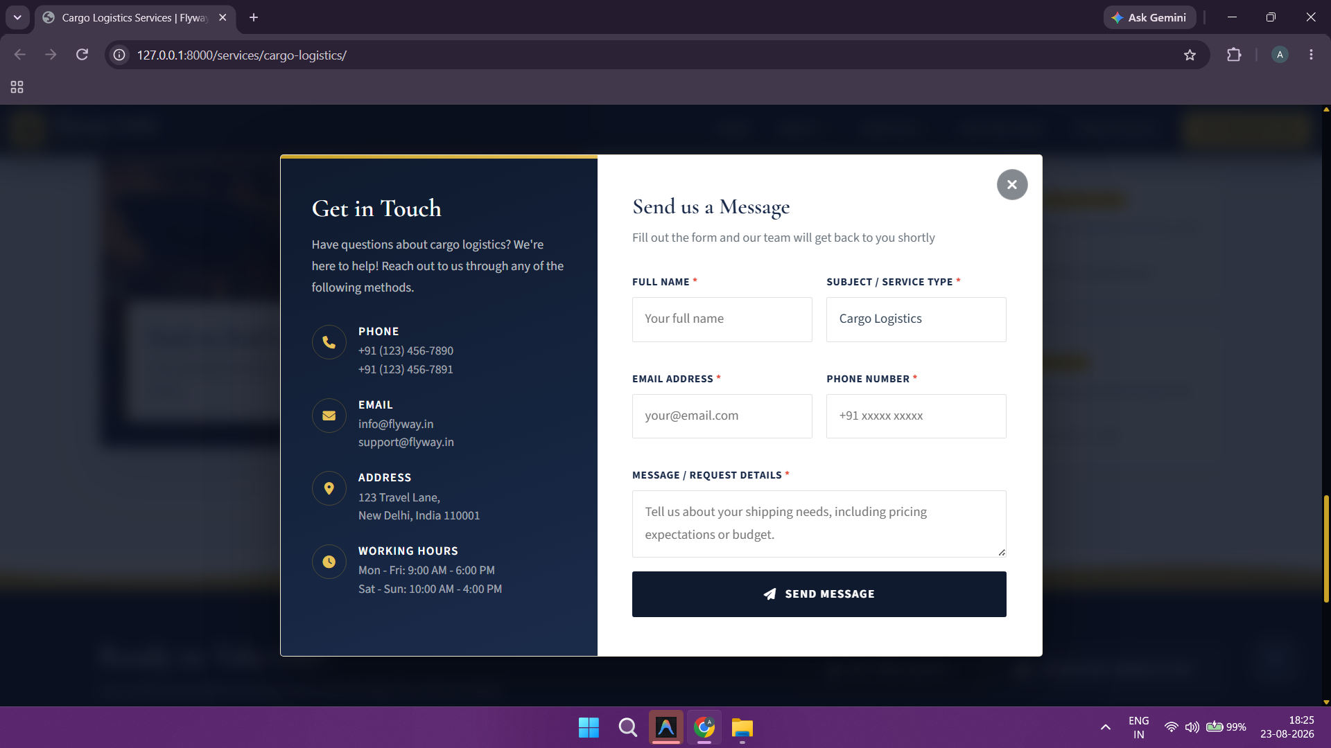 Cargo Logistics - Freight Inquiry & Weight Calculator
