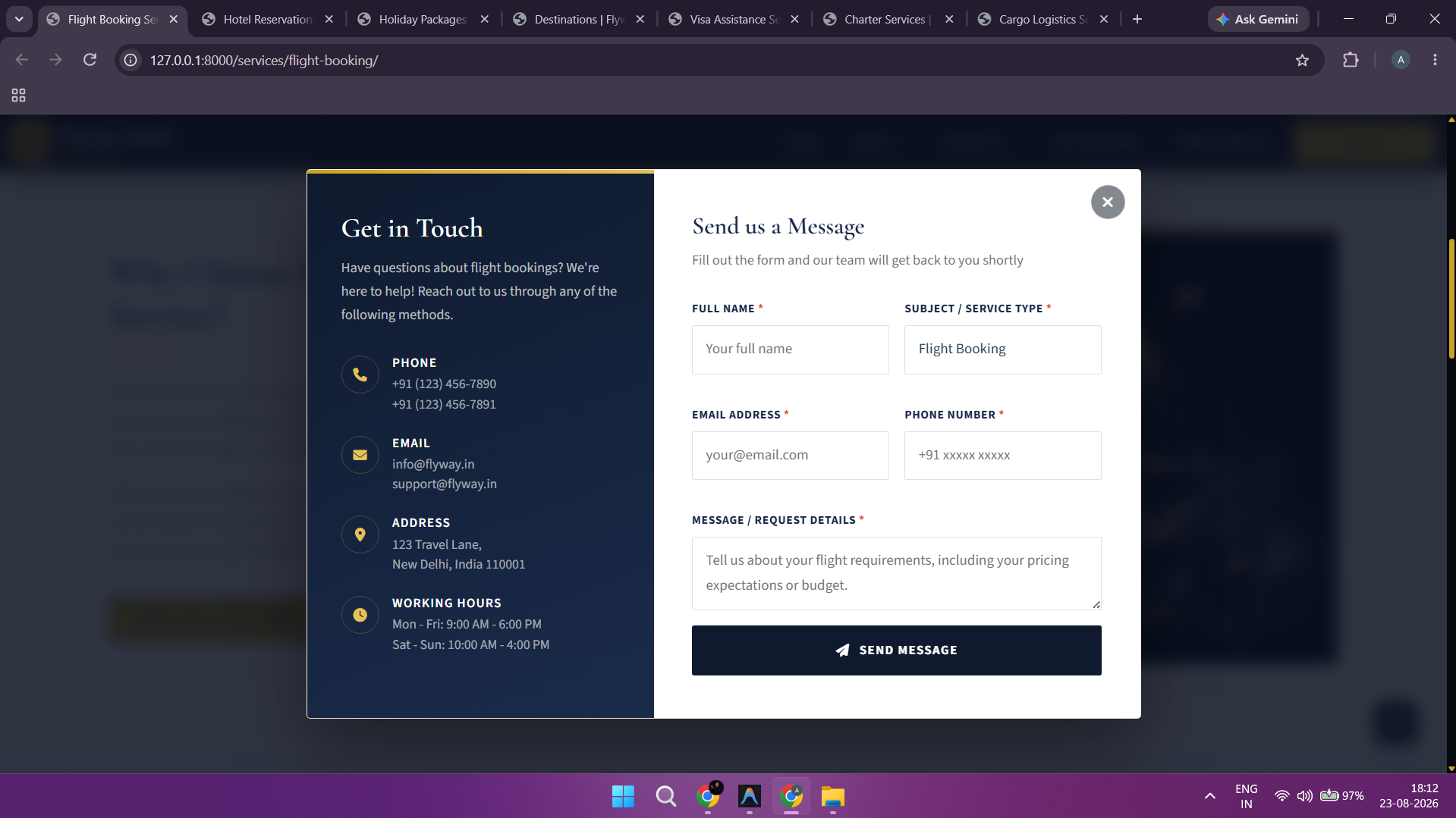 Flight Booking - Passenger Details & Special Requests