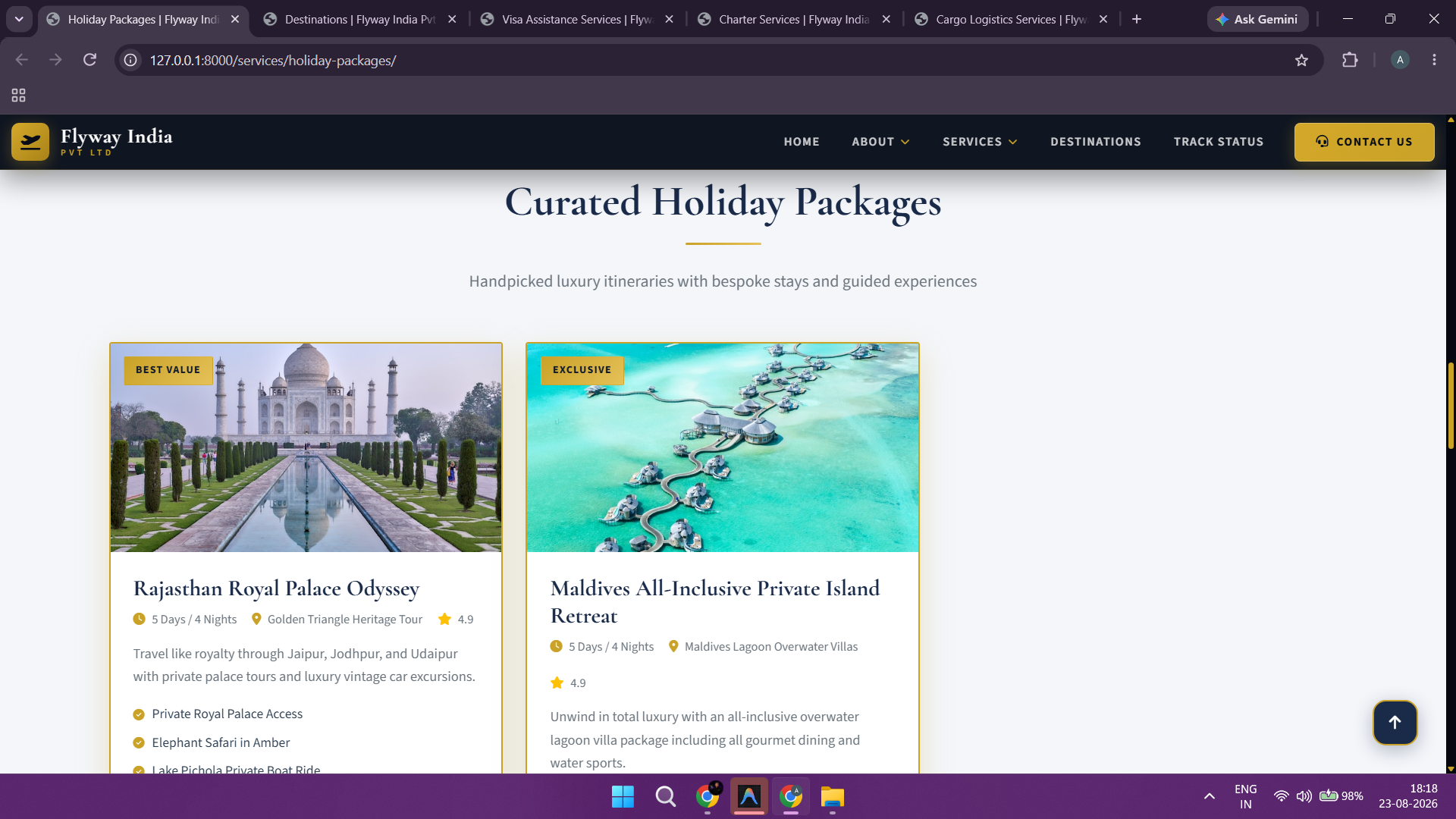 Holiday Packages - Tour Customization Desk