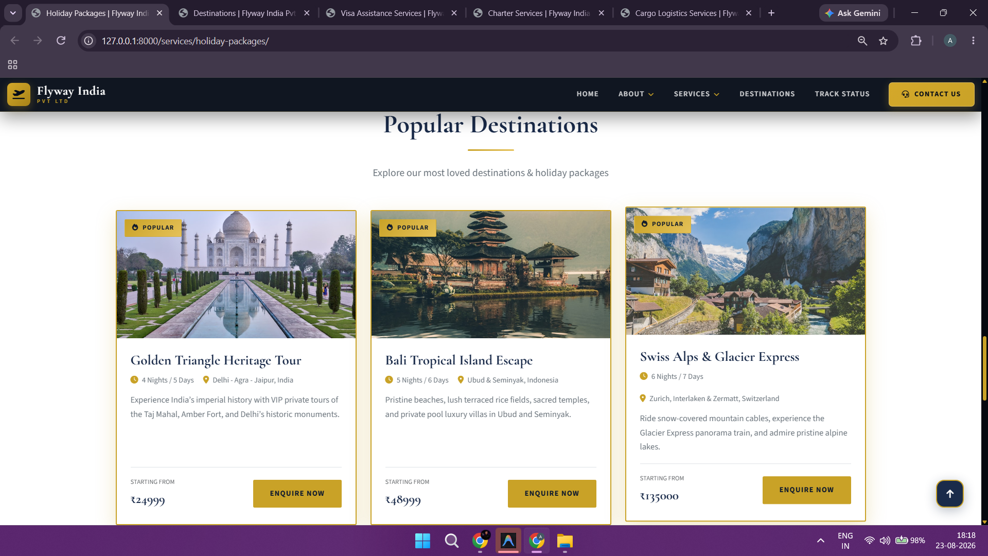 Holiday Packages - Package Reservation Summary