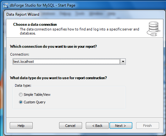Data Report Custom Query