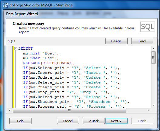 Data Report Load Query