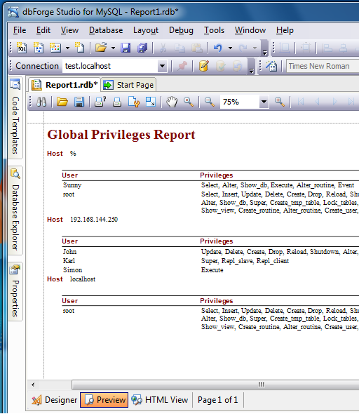 Data Report Preview