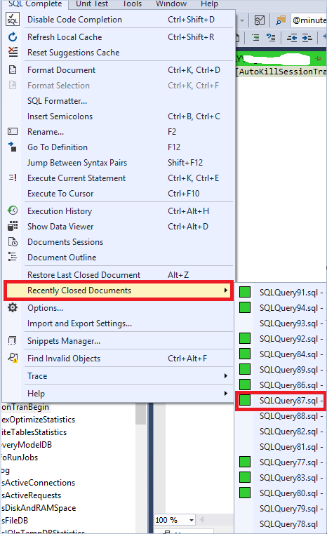 Restoring Recently Closed Documents